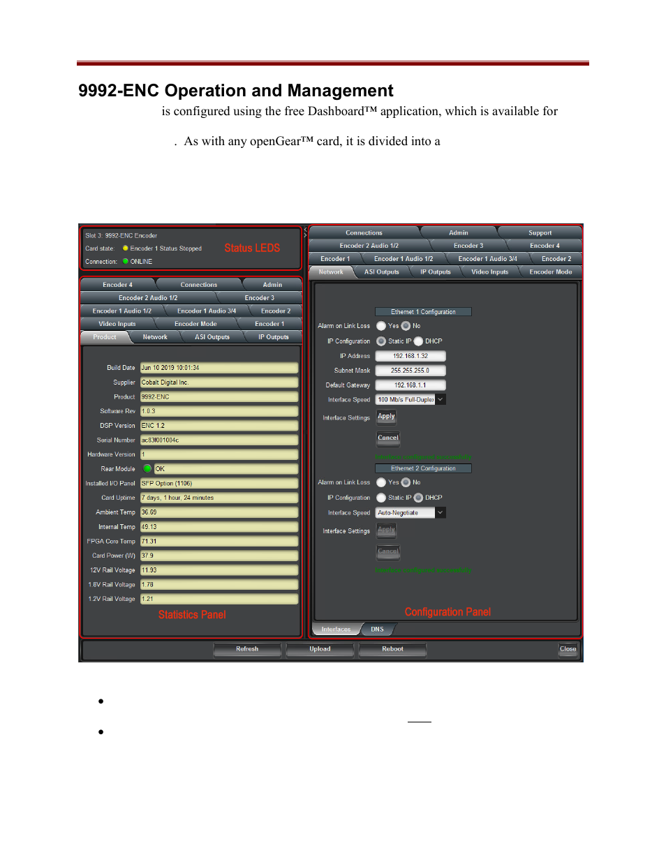 9992-enc operation and management | Cobalt Co9992-4ENC-4K-HEVC Software-Defined Broadcast Encoder User Manual | Page 16 / 135