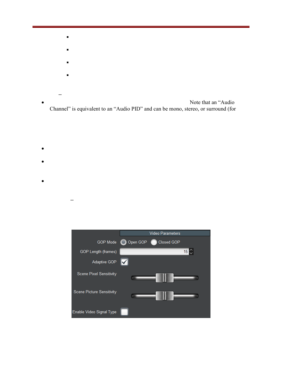 Basic tab–audio parameters, Encoder advanced configuration tab, Advanced tab–common video parameters | Cobalt Co9992-4ENC-4K-HEVC Software-Defined Broadcast Encoder User Manual | Page 43 / 135