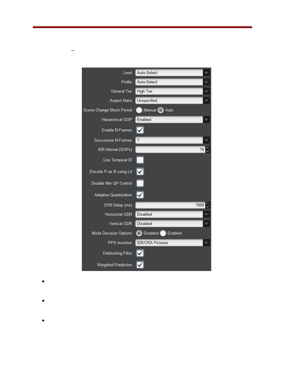 Advanced tab–additional hevc video parameters | Cobalt Co9992-4ENC-4K-HEVC Software-Defined Broadcast Encoder User Manual | Page 45 / 135
