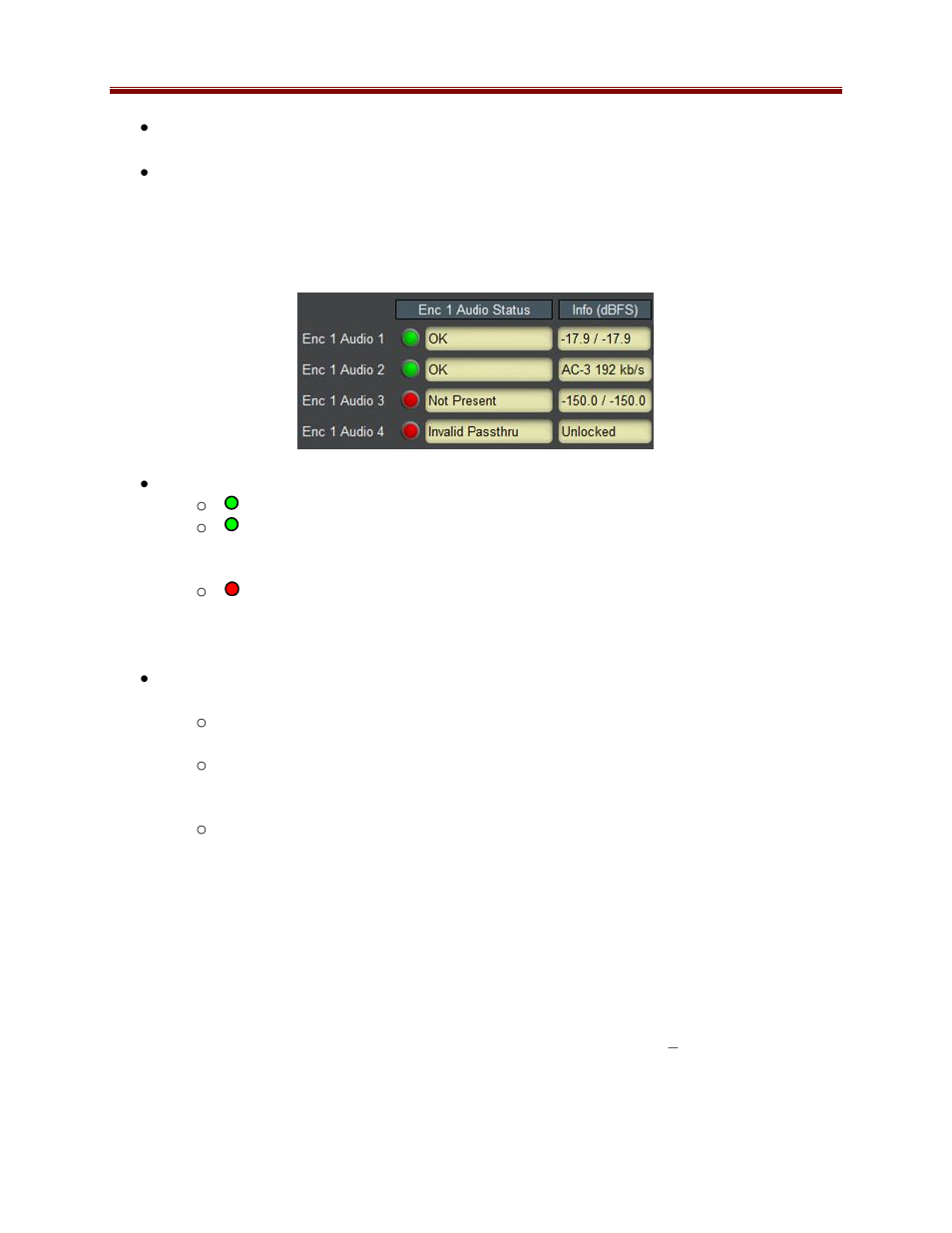 Encoder statistics audio tab, Encoder statistics ancillary/vbi tab | Cobalt Co9992-4ENC-4K-HEVC Software-Defined Broadcast Encoder User Manual | Page 79 / 135