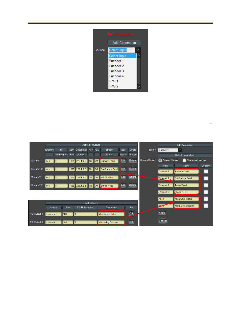 Destination selection | Cobalt Co9992-4ENC-4K-HEVC Software-Defined Broadcast Encoder User Manual | Page 97 / 135