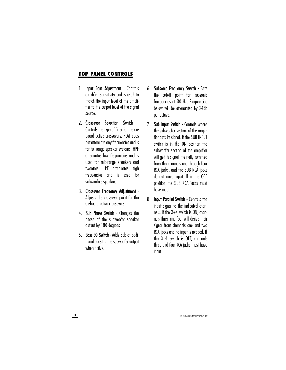 Directed Audio model 1200/5 User Manual | Page 10 / 20