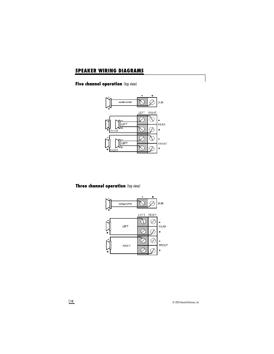 Speaker wiring diagrams | Directed Audio model 1200/5 User Manual | Page 12 / 20
