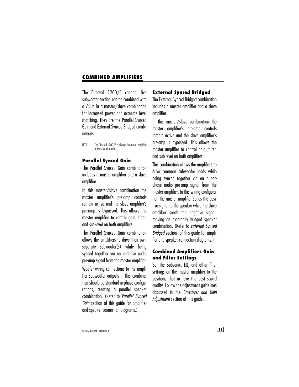 Directed Audio model 1200/5 User Manual | Page 13 / 20