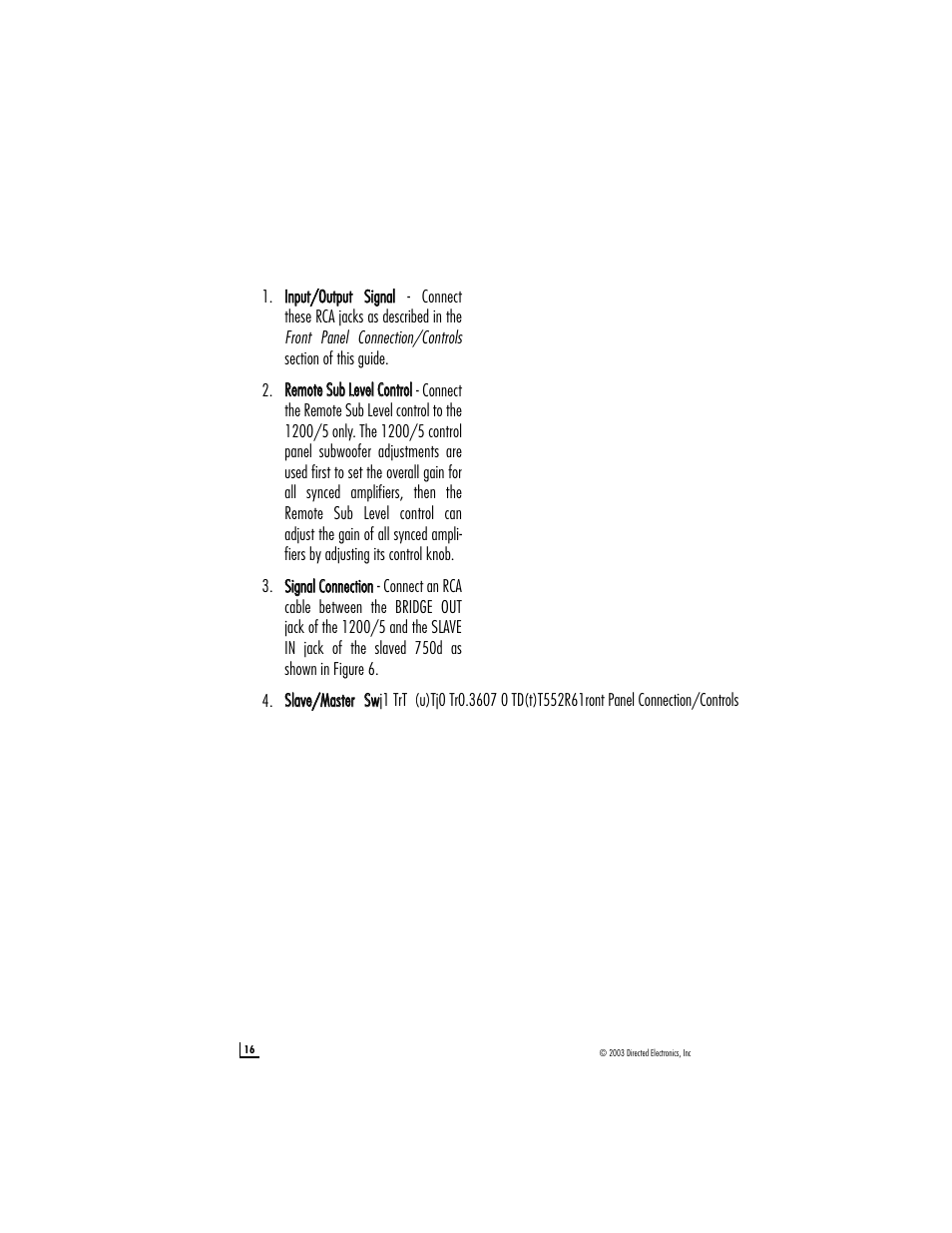 Directed Audio model 1200/5 User Manual | Page 16 / 20