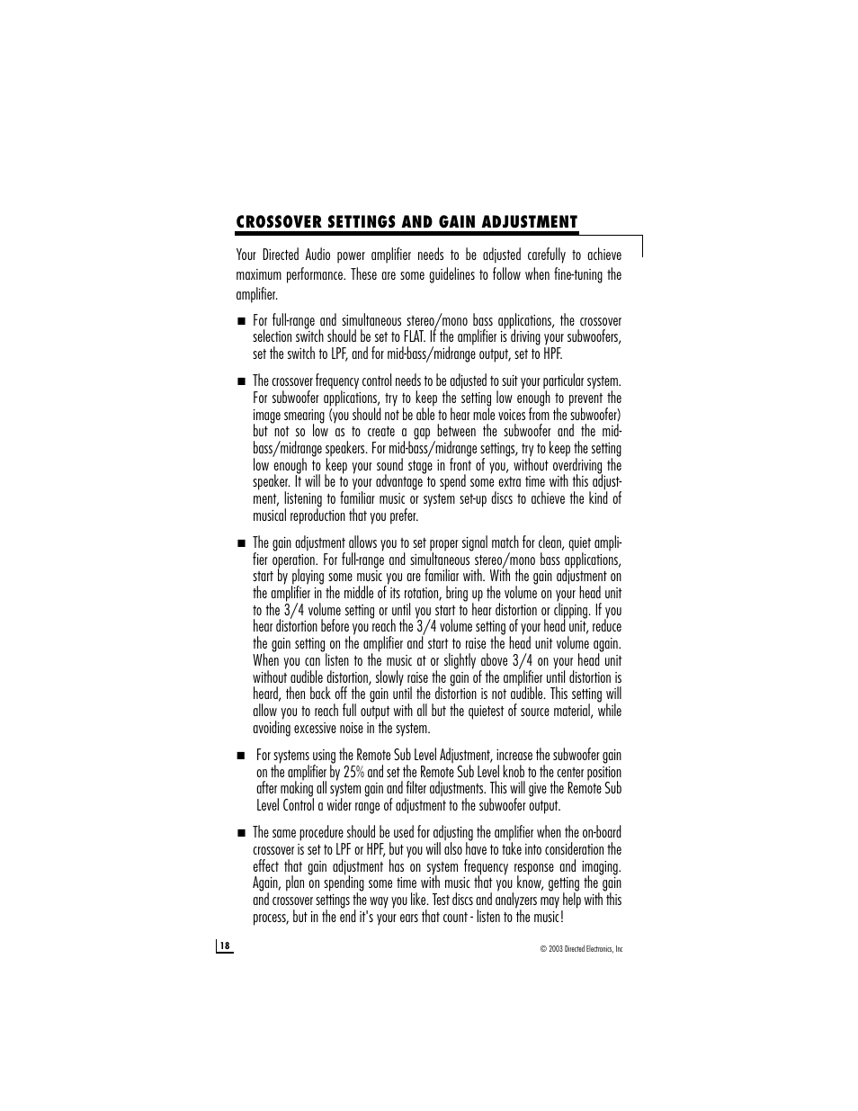 Directed Audio model 1200/5 User Manual | Page 18 / 20