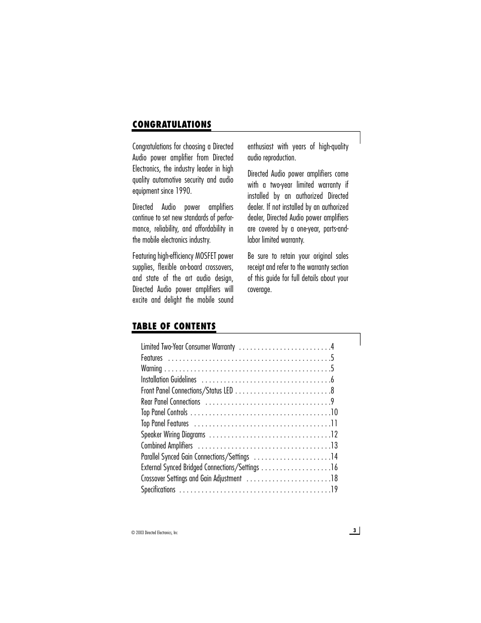Directed Audio model 1200/5 User Manual | Page 3 / 20