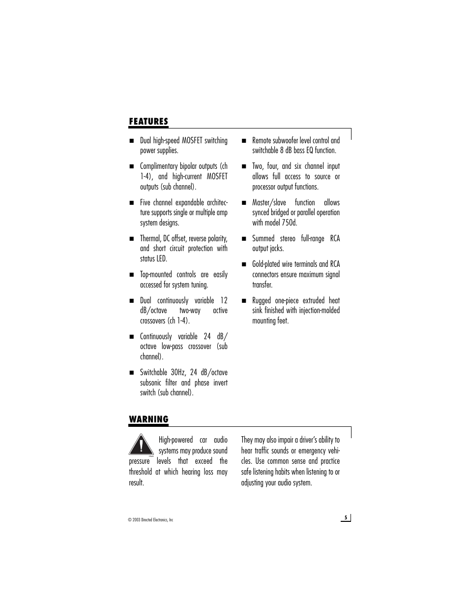 Directed Audio model 1200/5 User Manual | Page 5 / 20