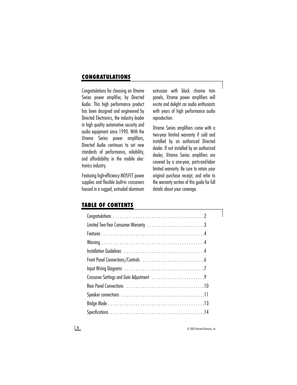 Directed Audio 1500X User Manual | Page 2 / 15