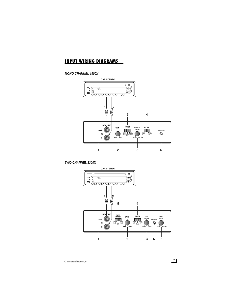 Input wiring diagrams | Directed Audio 1500X User Manual | Page 7 / 15