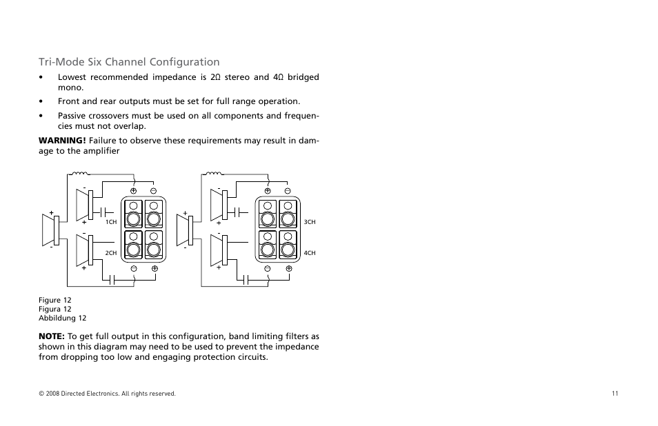 Tri-mode six channel configuration | Directed Audio XTR Amplifier XTR2504 User Manual | Page 12 / 102