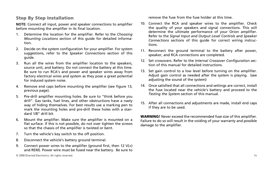 Step by step installation | Directed Audio XTR Amplifier XTR2504 User Manual | Page 15 / 102