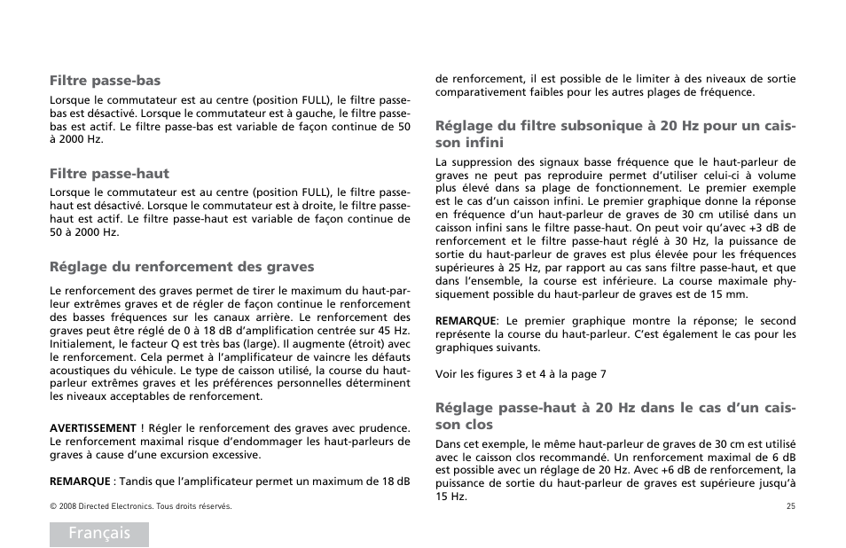 Français | Directed Audio XTR Amplifier XTR2504 User Manual | Page 26 / 102