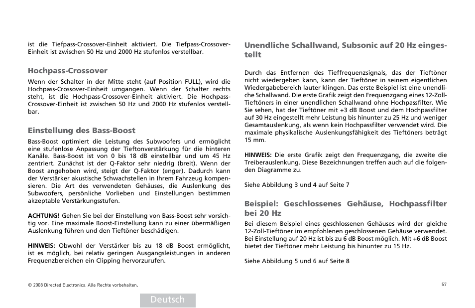 Deutsch | Directed Audio XTR Amplifier XTR2504 User Manual | Page 58 / 102