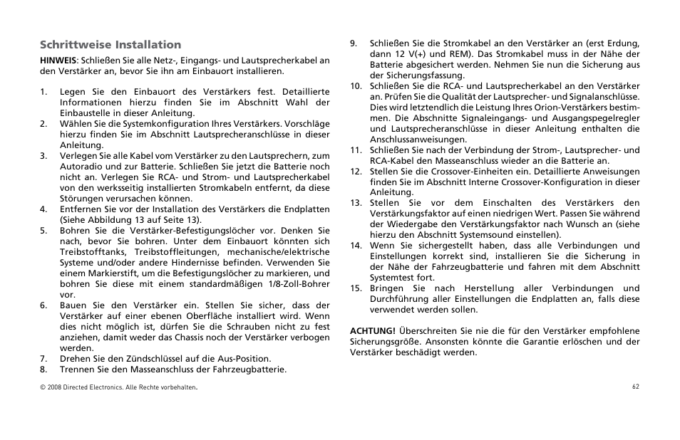 Schrittweise installation | Directed Audio XTR Amplifier XTR2504 User Manual | Page 63 / 102