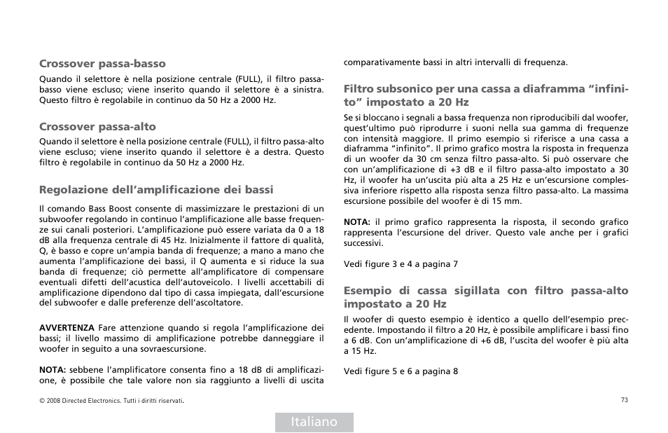 Italiano | Directed Audio XTR Amplifier XTR2504 User Manual | Page 74 / 102