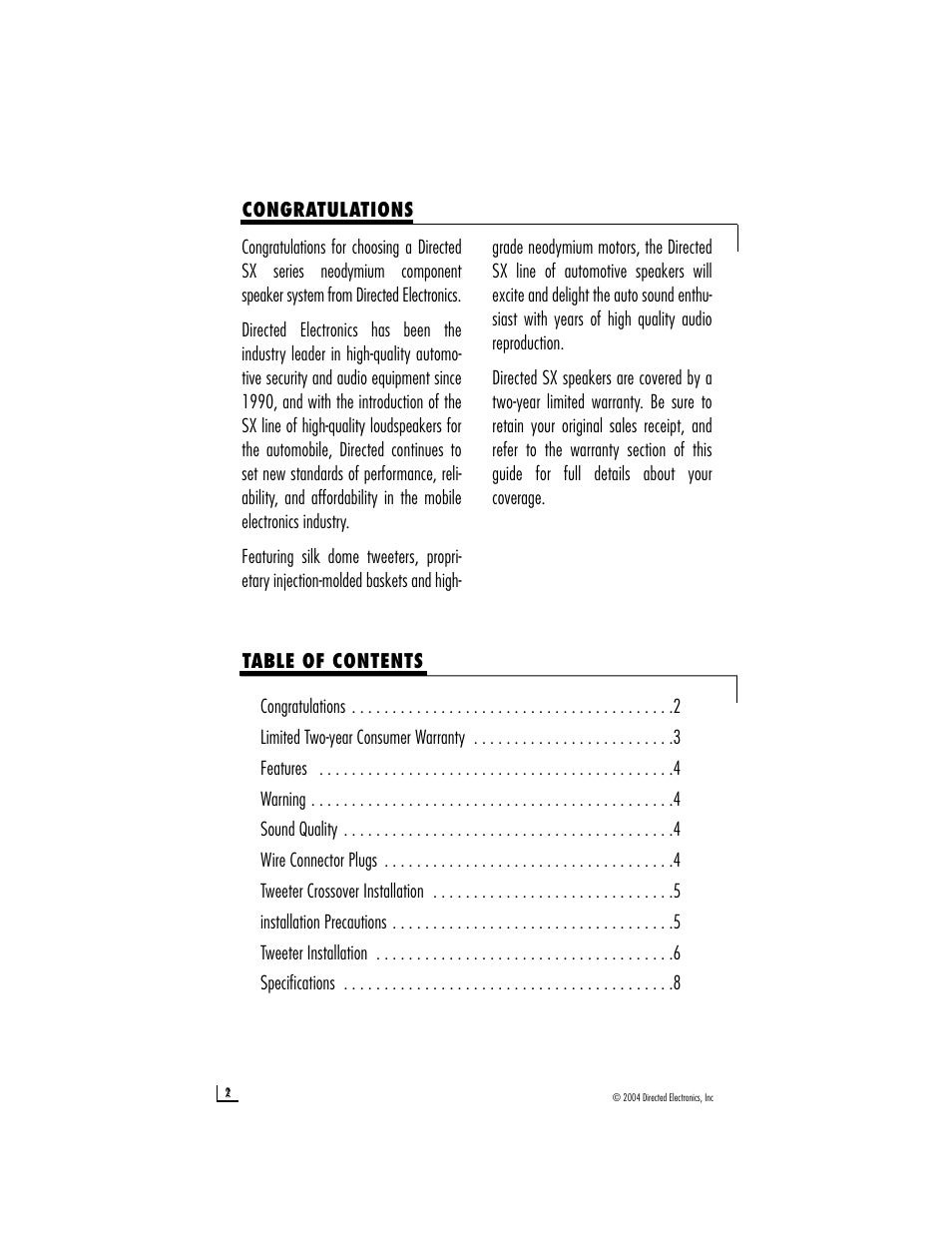 Directed Audio CSX-T User Manual | Page 2 / 9