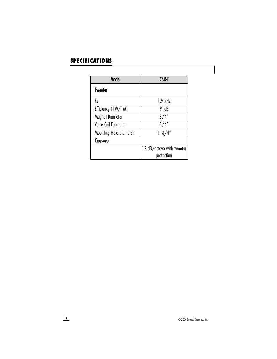 Directed Audio CSX-T User Manual | Page 8 / 9