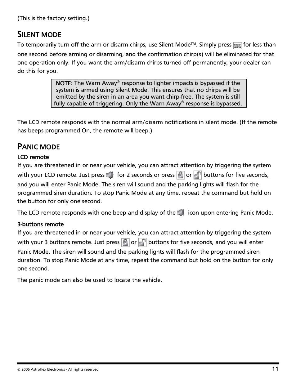 Silent mode, Panic mode | Directed Audio 2 Way Security and Conveniece System VSS-204TW User Manual | Page 14 / 31