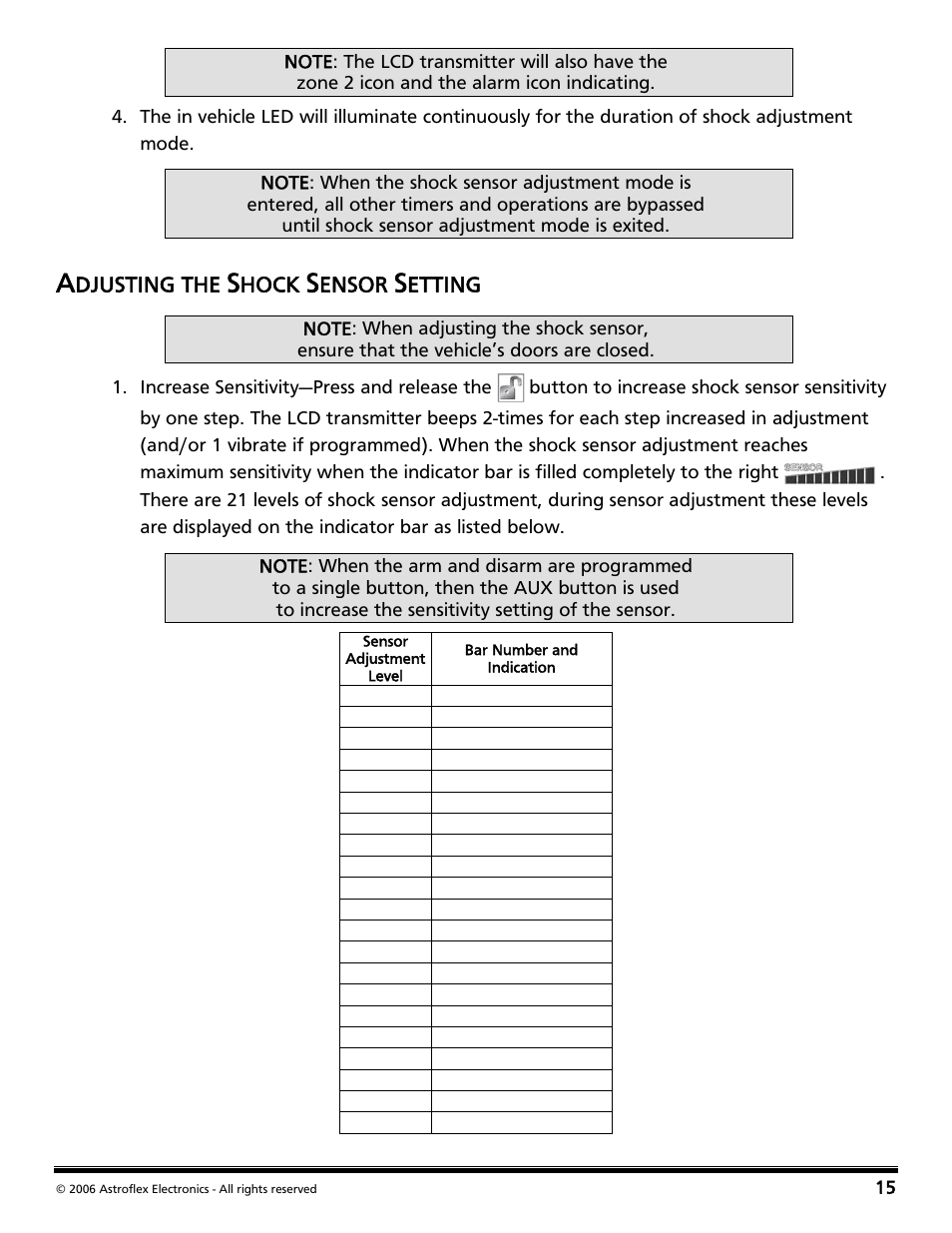 Adjusting the shock sensor setting, Djusting the, Hock | Ensor, Etting | Directed Audio 2 Way Security and Conveniece System VSS-204TW User Manual | Page 18 / 31