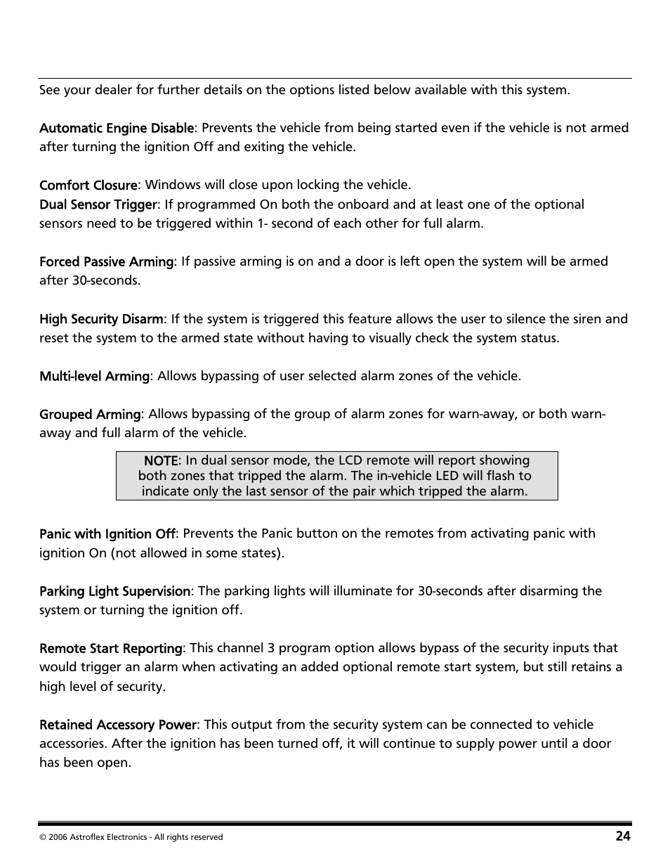Programming options | Directed Audio 2 Way Security and Conveniece System VSS-204TW User Manual | Page 27 / 31