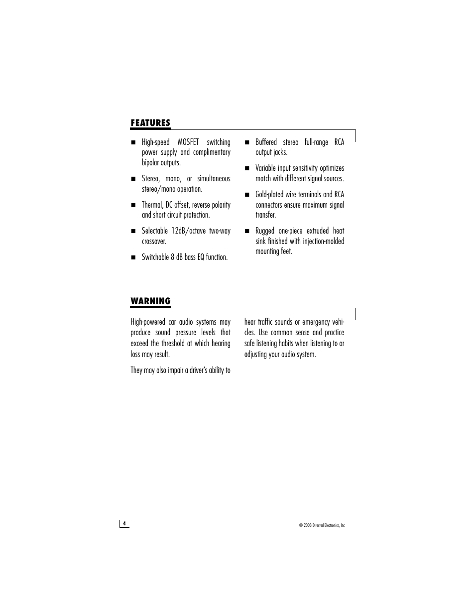 Directed Audio 300/2 User Manual | Page 4 / 14