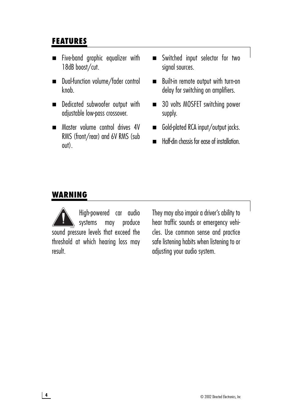 Directed Audio Model 2500 User Manual | Page 4 / 12