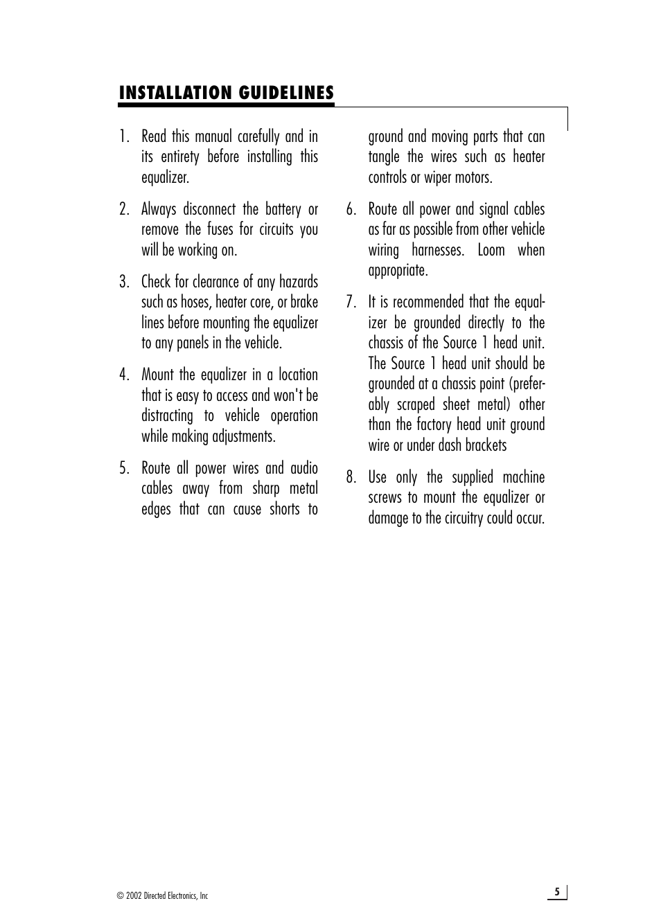 Directed Audio Model 2500 User Manual | Page 5 / 12