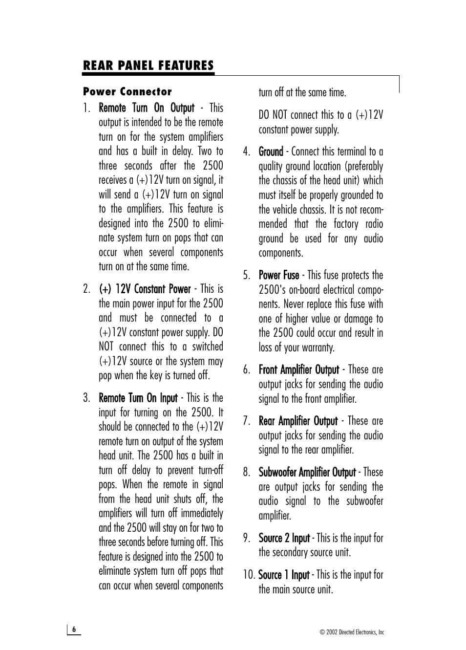 Directed Audio Model 2500 User Manual | Page 6 / 12