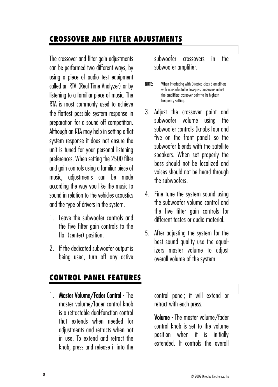 Directed Audio Model 2500 User Manual | Page 8 / 12