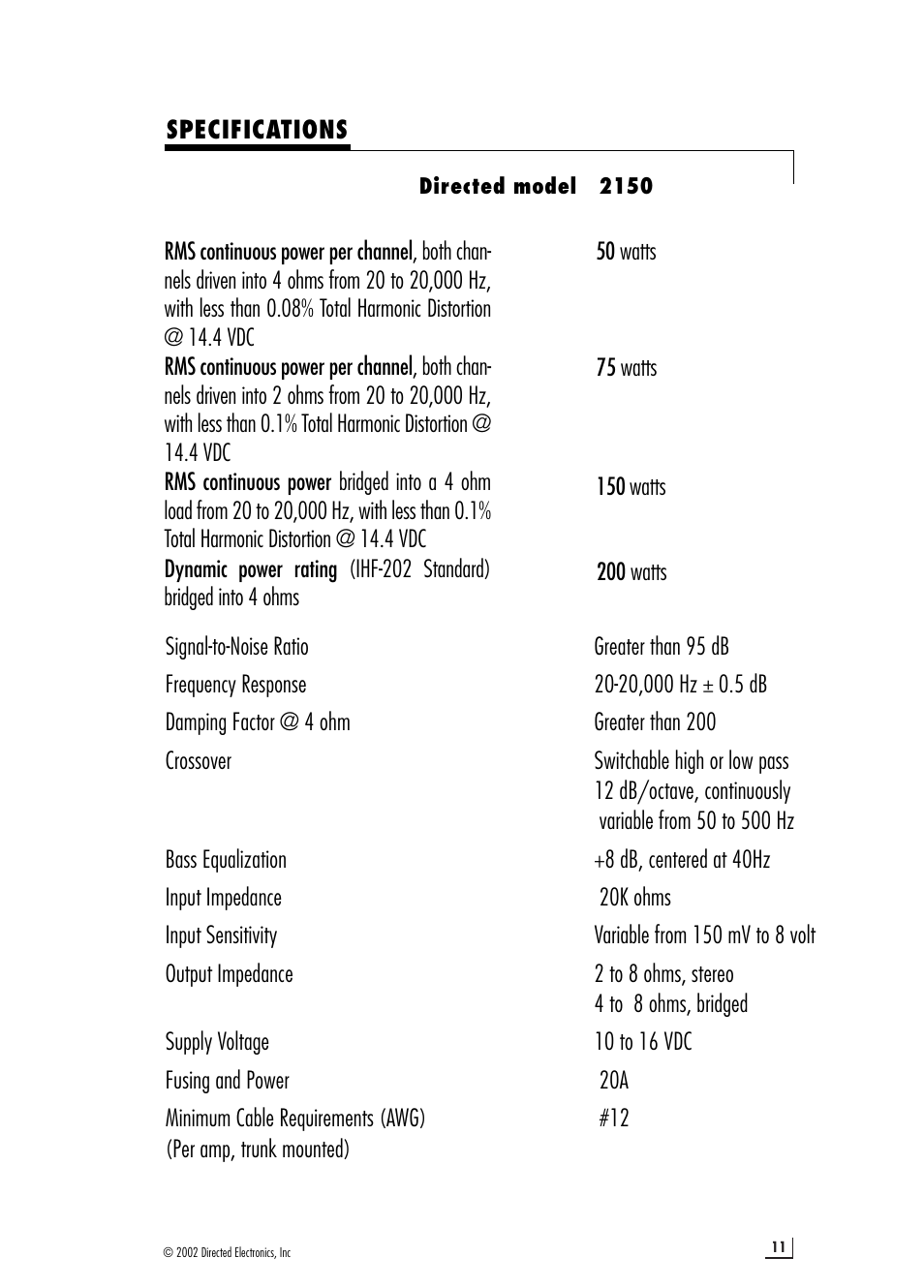 Directed Audio 2150 User Manual | Page 11 / 12