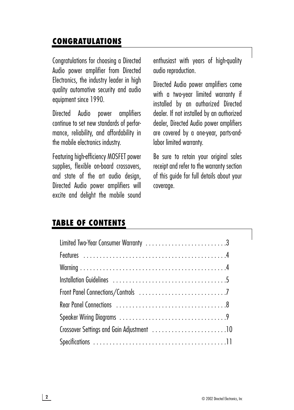 Directed Audio 2150 User Manual | Page 2 / 12