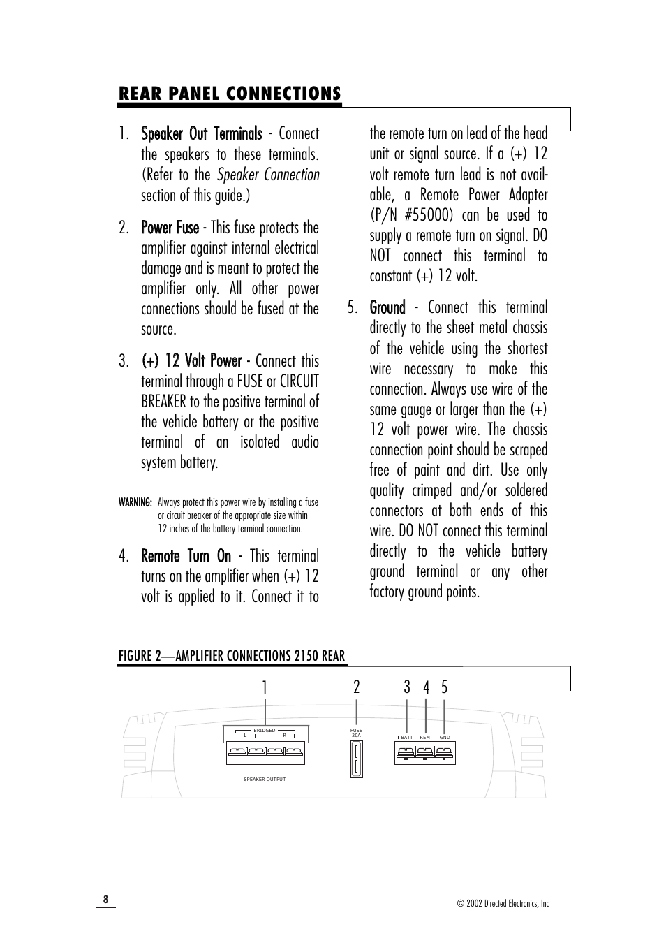 Rear panel connections | Directed Audio 2150 User Manual | Page 8 / 12
