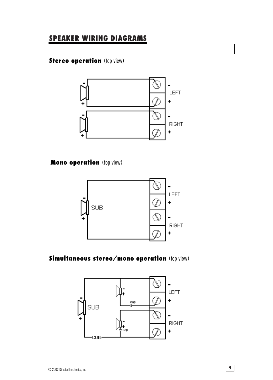 Speaker wiring diagrams | Directed Audio 2150 User Manual | Page 9 / 12