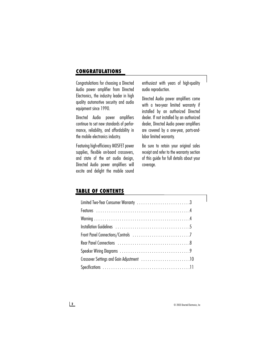 Directed Audio 350d User Manual | Page 2 / 12