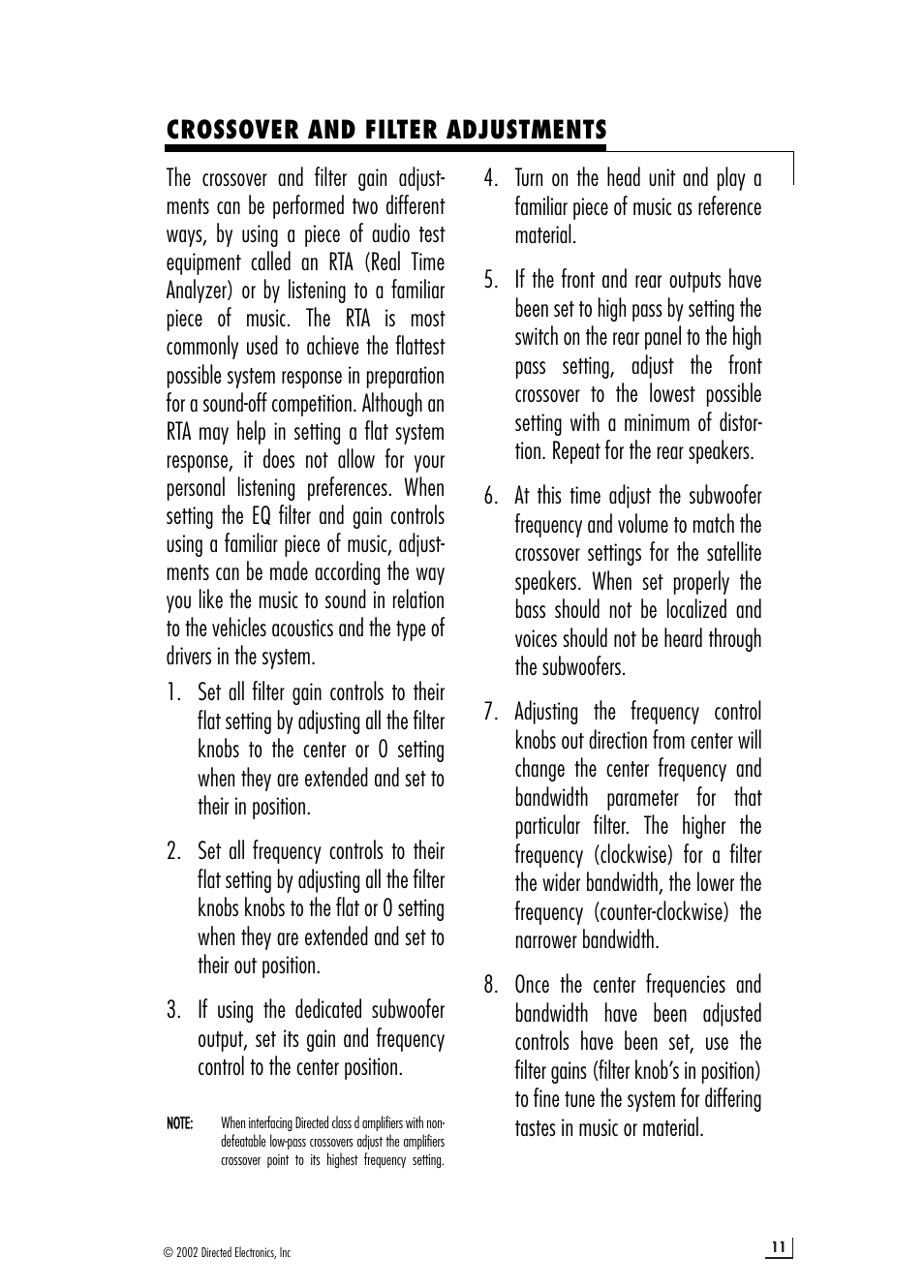 Directed Audio Model 6500 User Manual | Page 11 / 16