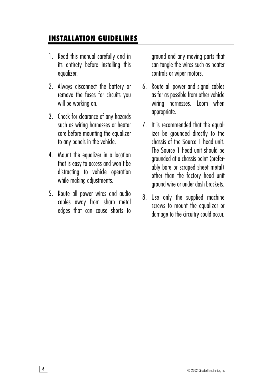 Directed Audio Model 6500 User Manual | Page 6 / 16