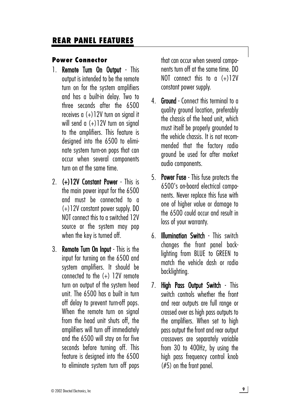Directed Audio Model 6500 User Manual | Page 9 / 16