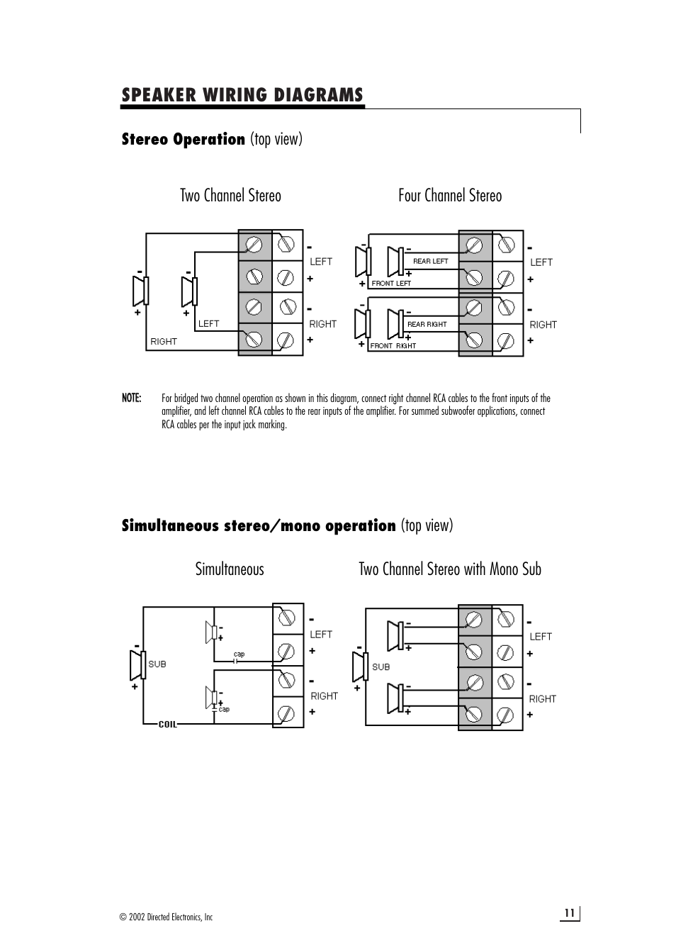 Speaker wiring diagrams | Directed Audio Model 4200 4500 User Manual | Page 11 / 16