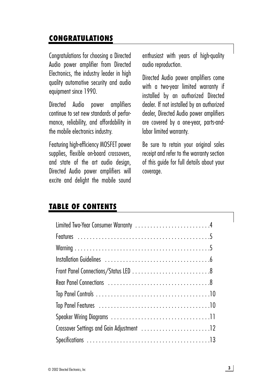 Directed Audio Model 4200 4500 User Manual | Page 3 / 16