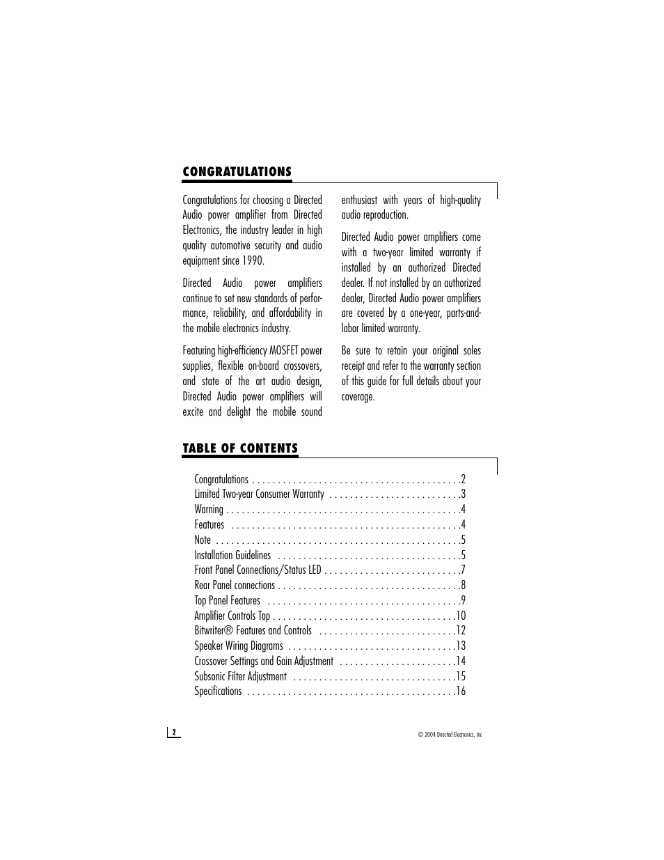 Directed Audio 1200T User Manual | Page 2 / 18