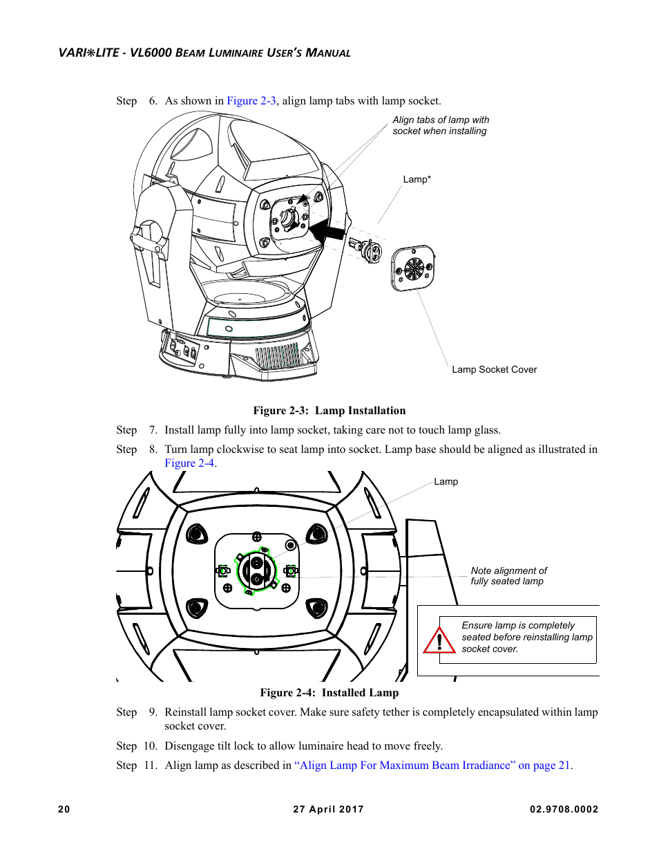 VARI-LITE VL6000 Beam User Manual | Page 38 / 103