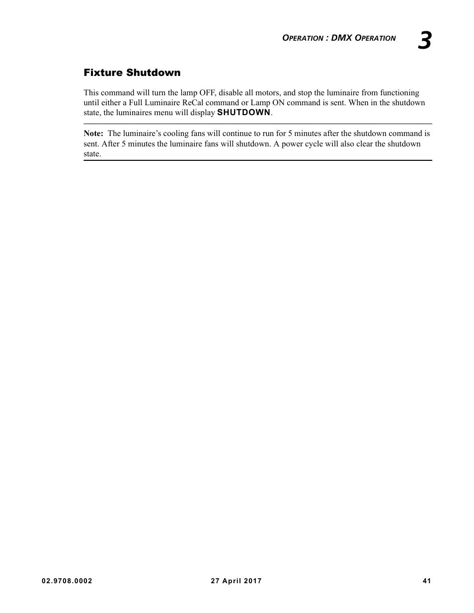 Fixture shutdown | VARI-LITE VL6000 Beam User Manual | Page 59 / 103