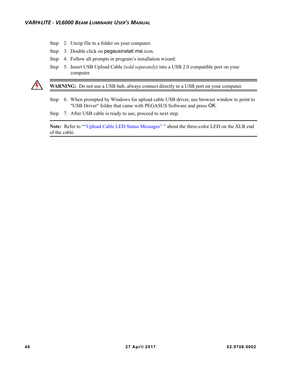 VARI-LITE VL6000 Beam User Manual | Page 64 / 103