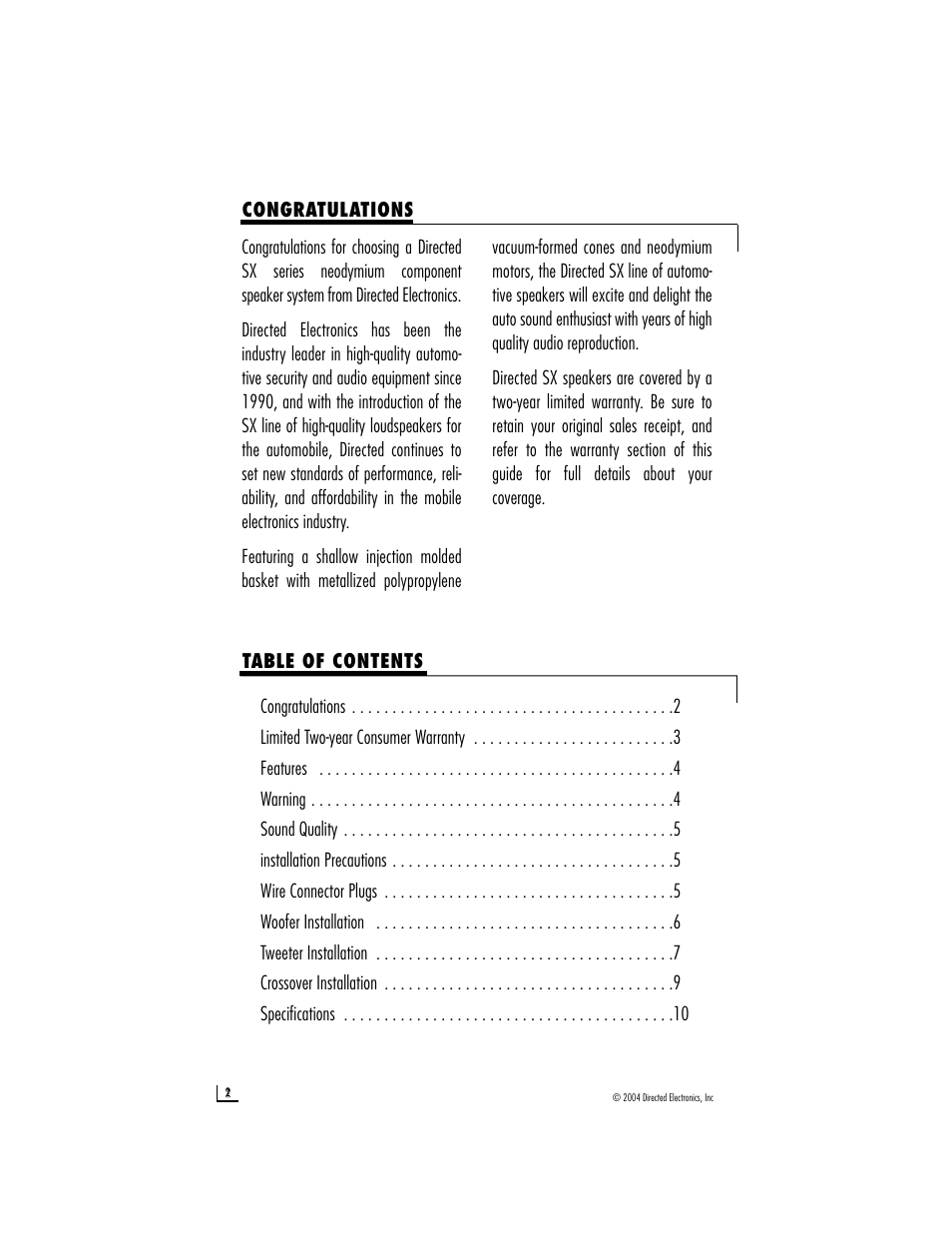 Directed Audio CSX650 User Manual | Page 2 / 11