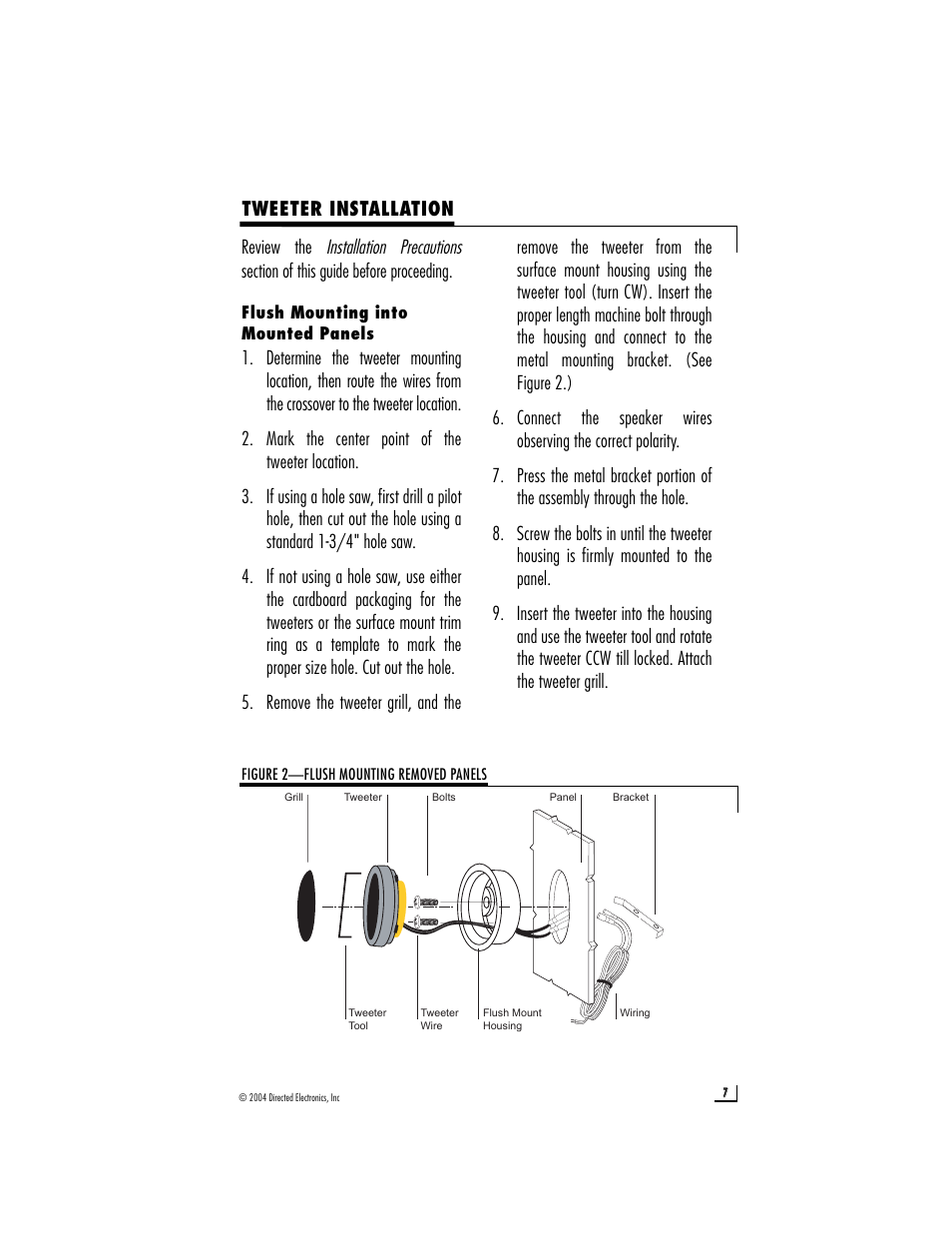 Tweeter installation, Installation precautions | Directed Audio CSX650 User Manual | Page 7 / 11