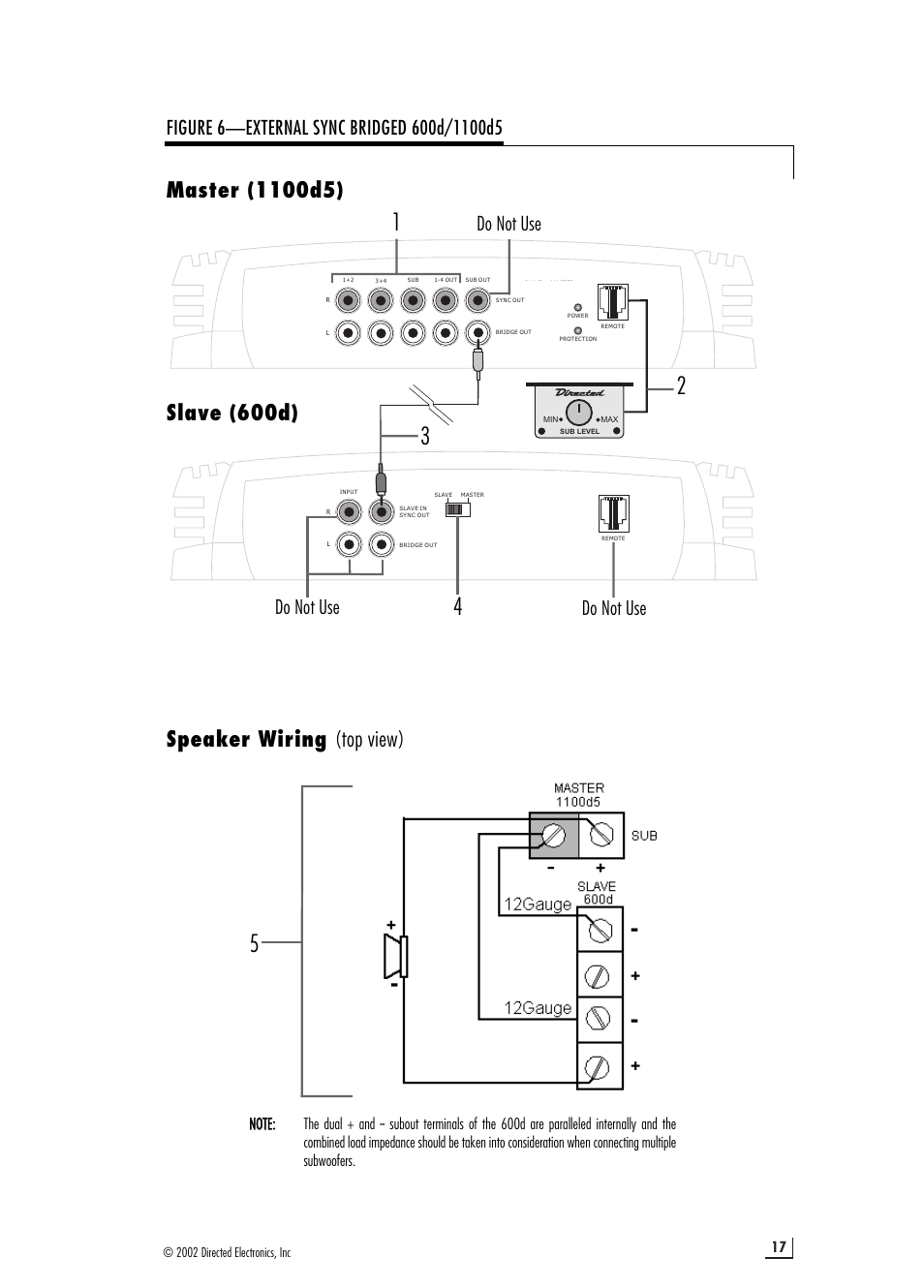 Speaker wiring (top view), Do not use | Directed Audio 1100D5 User Manual | Page 17 / 20