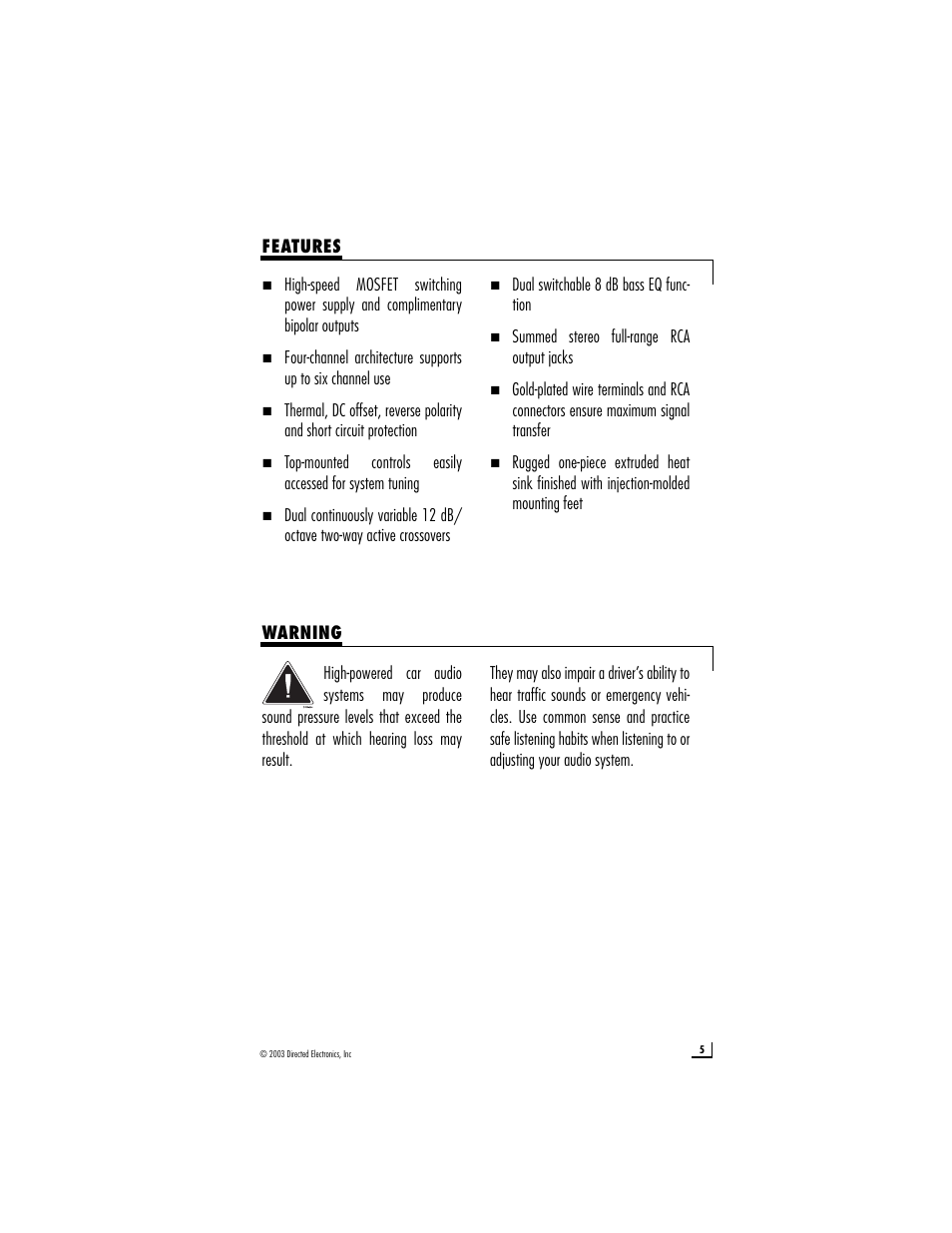 Directed Audio 600/4 User Manual | Page 5 / 14