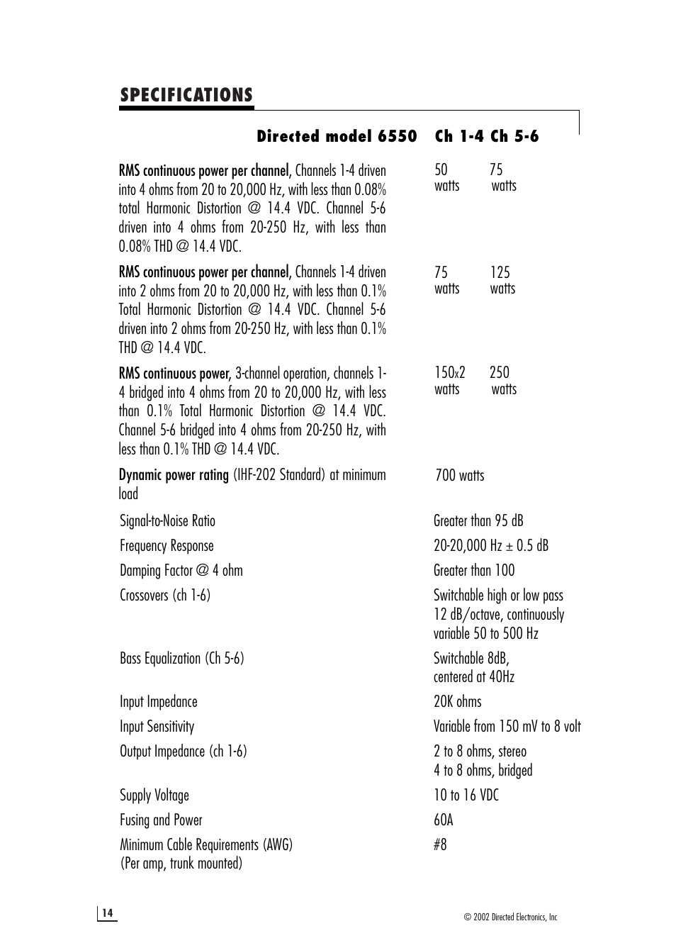 Directed Audio 6550 User Manual | Page 14 / 16