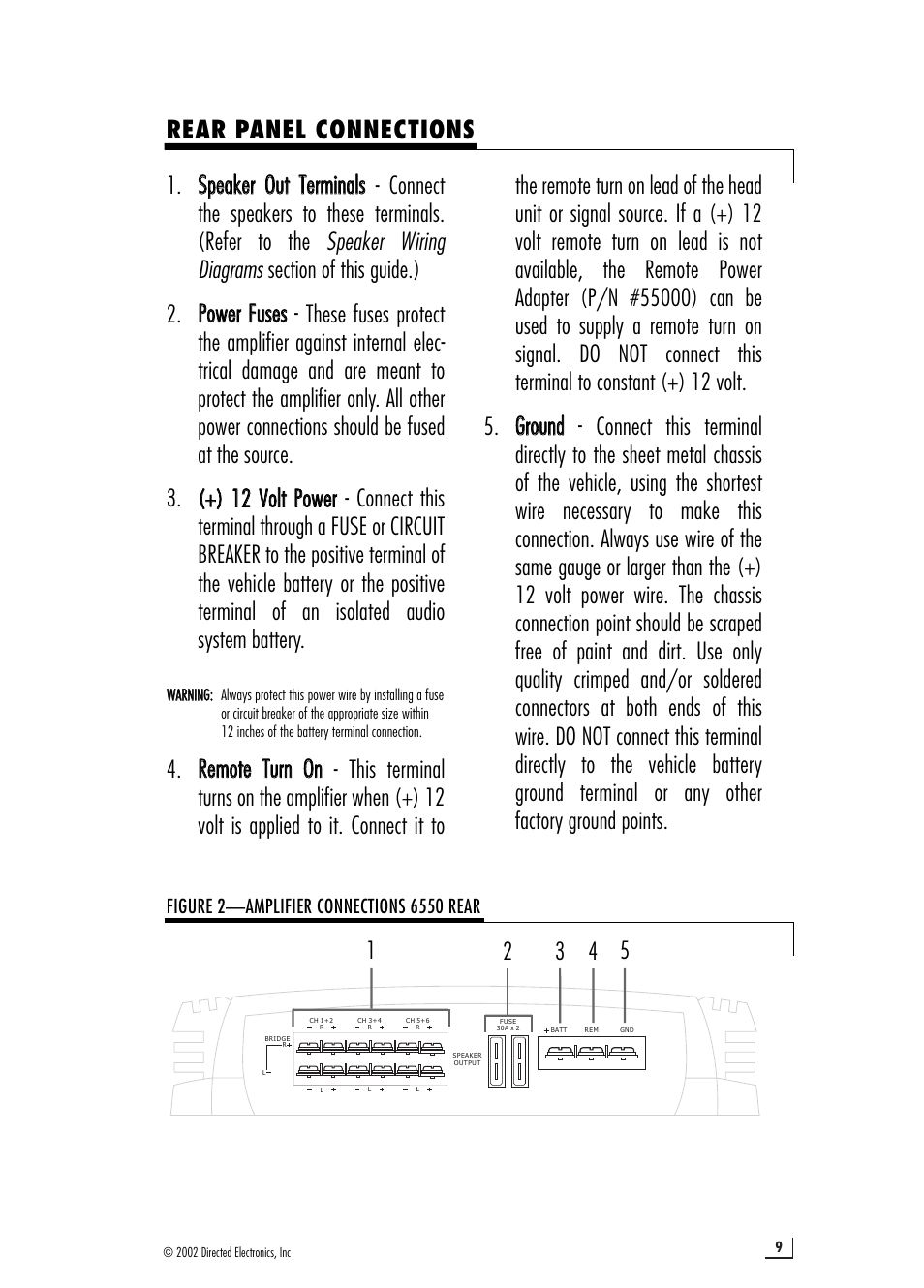 Rear panel connections | Directed Audio 6550 User Manual | Page 9 / 16